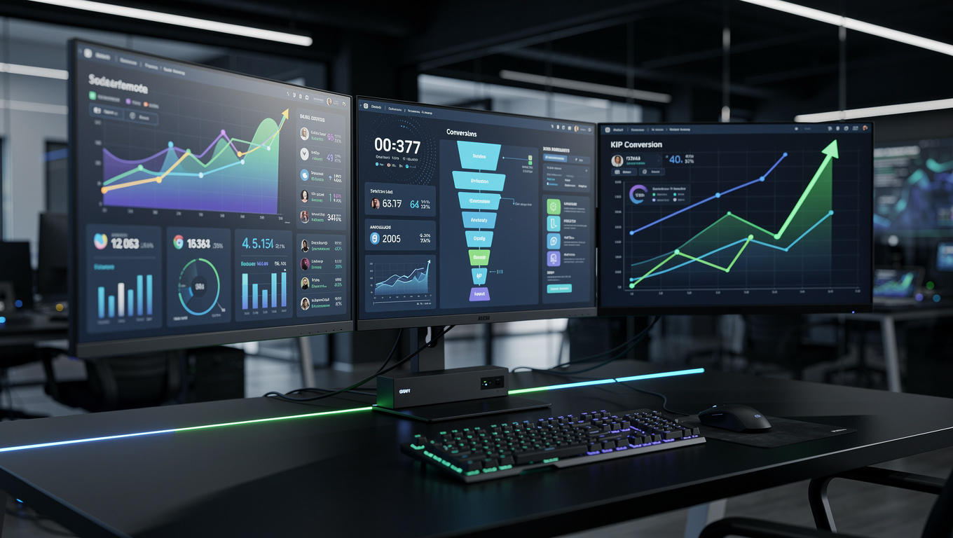 Marketing analytics dashboard showing growth metrics